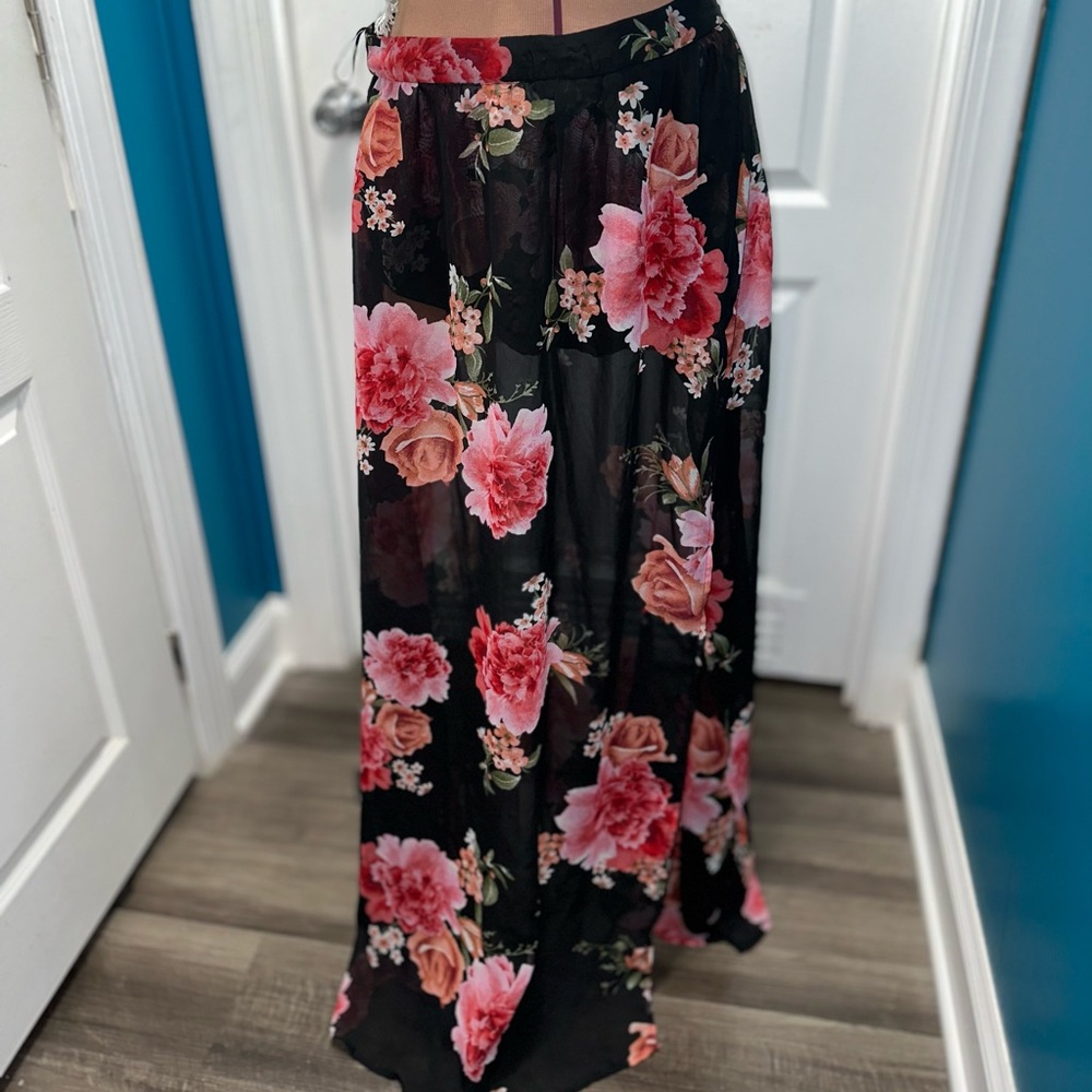Windsor Transparent long skirt in pink with built-in shorts! New with tag.